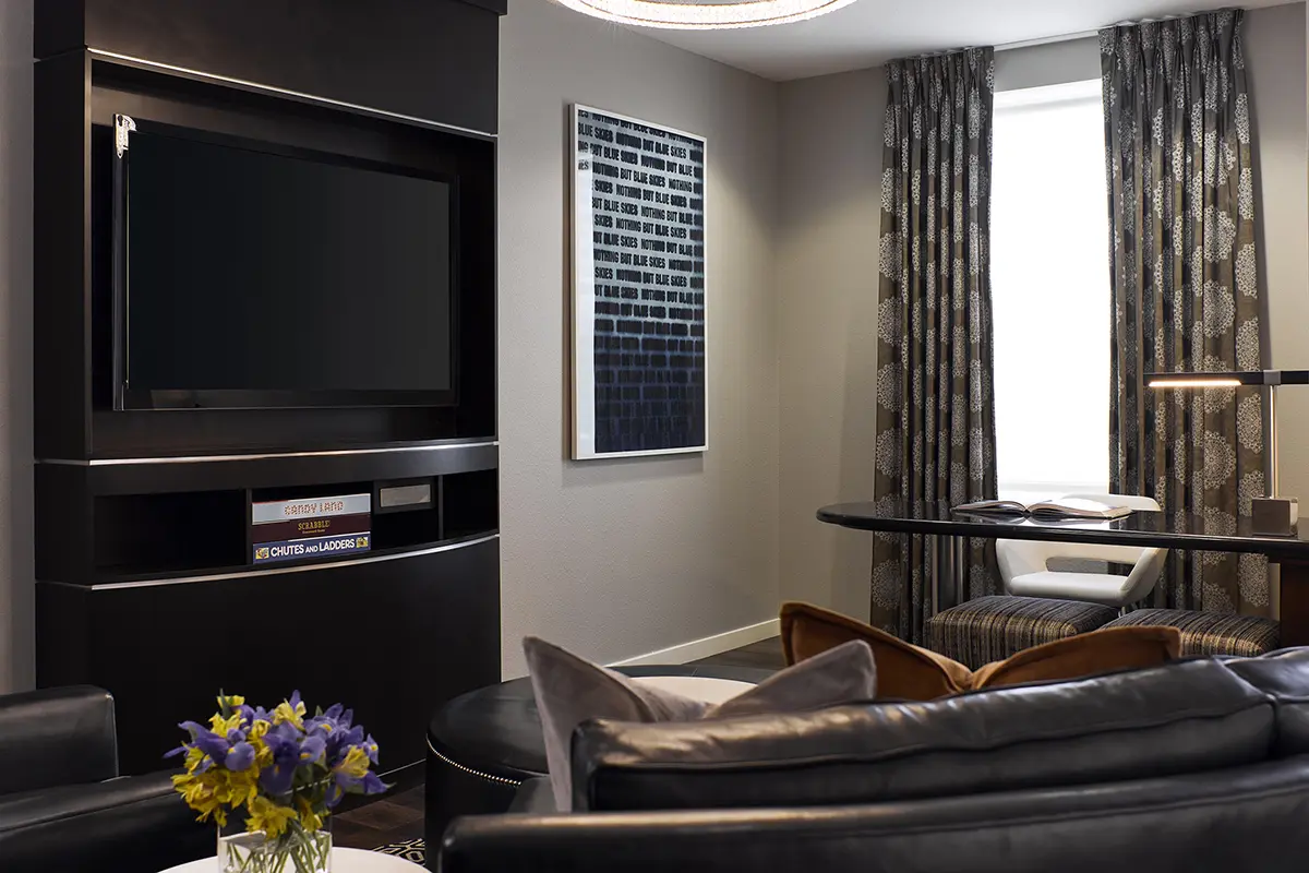The Grand Den Mobility-Accessible Suite living room area
