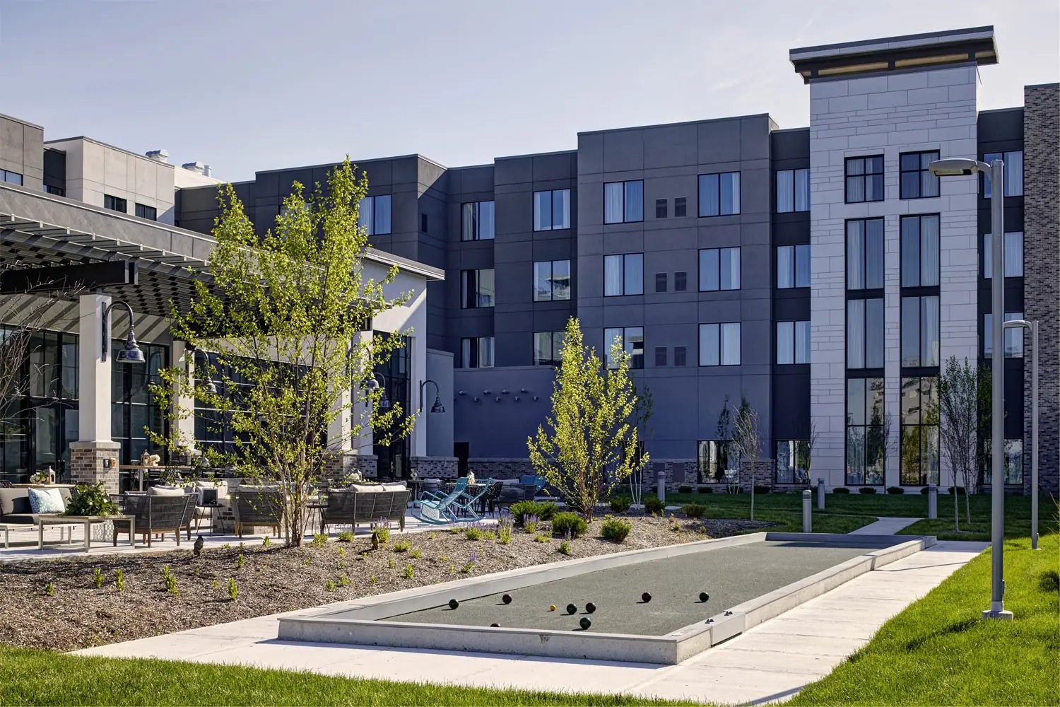 Archer Hotel Florham Park - Bocce ball with AKB patio seating