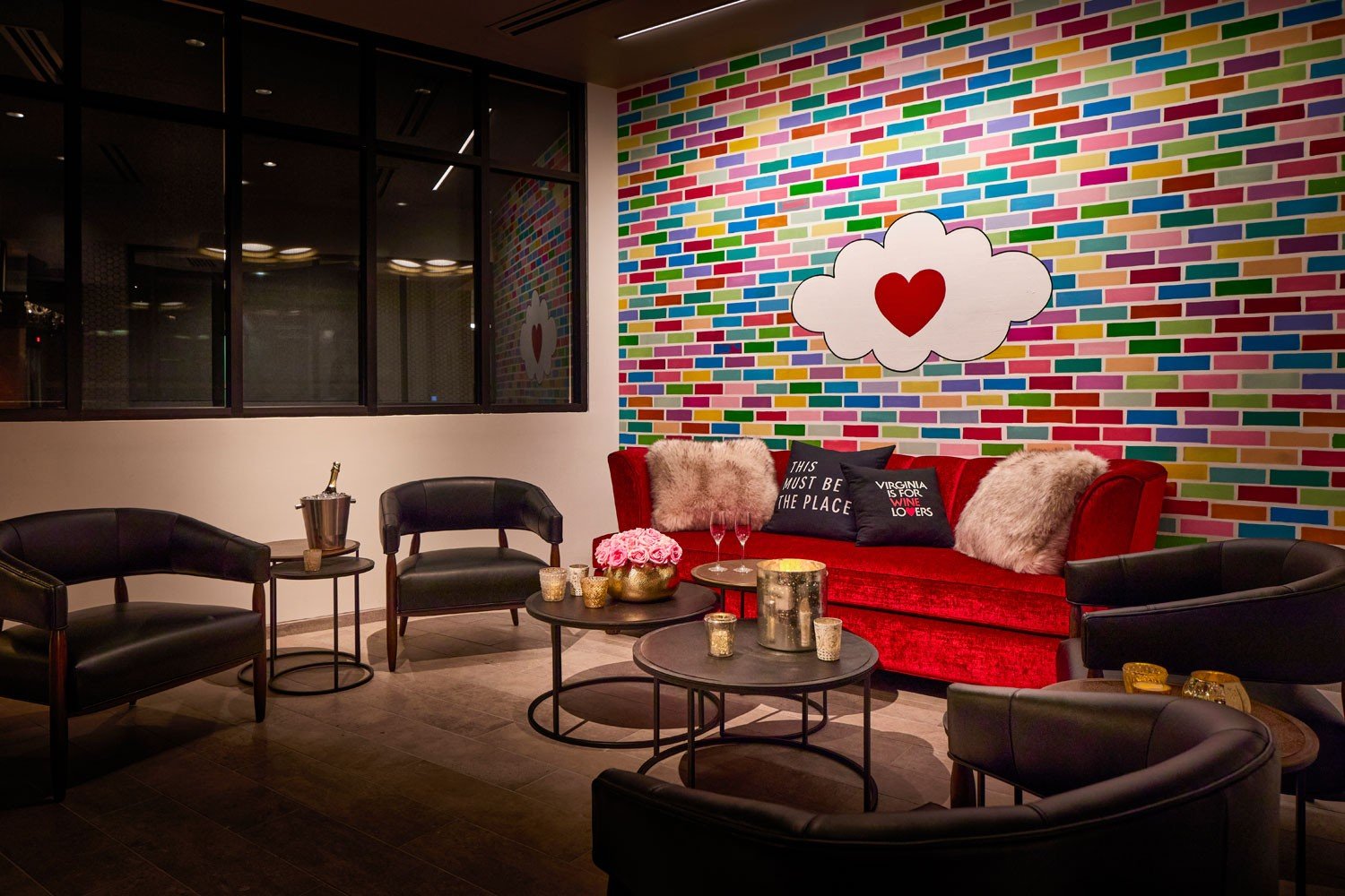 Archer Hotel Tysons - The heart decorated wall mural at AKB restaurant