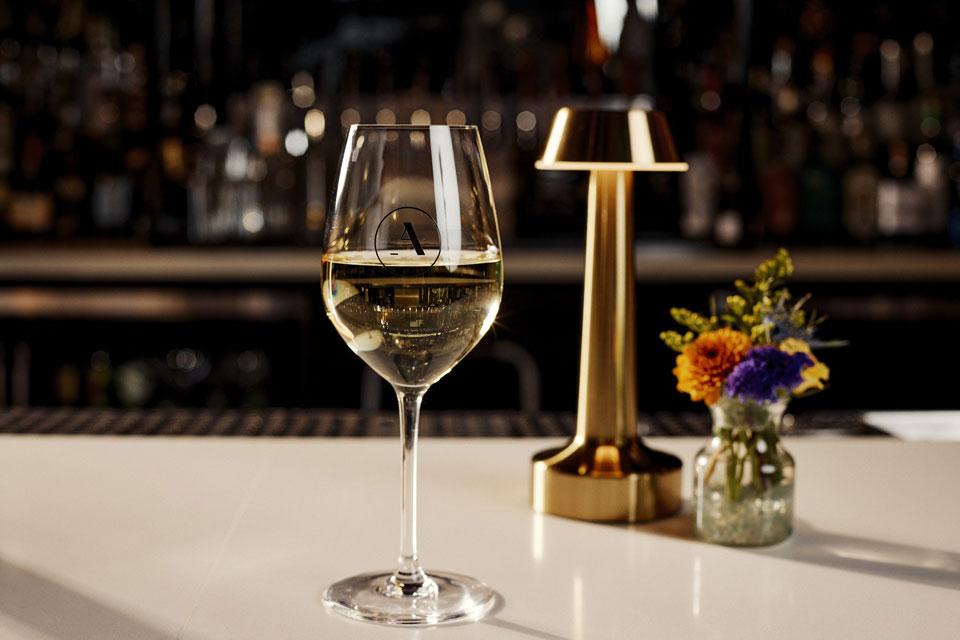 White wine on the bar