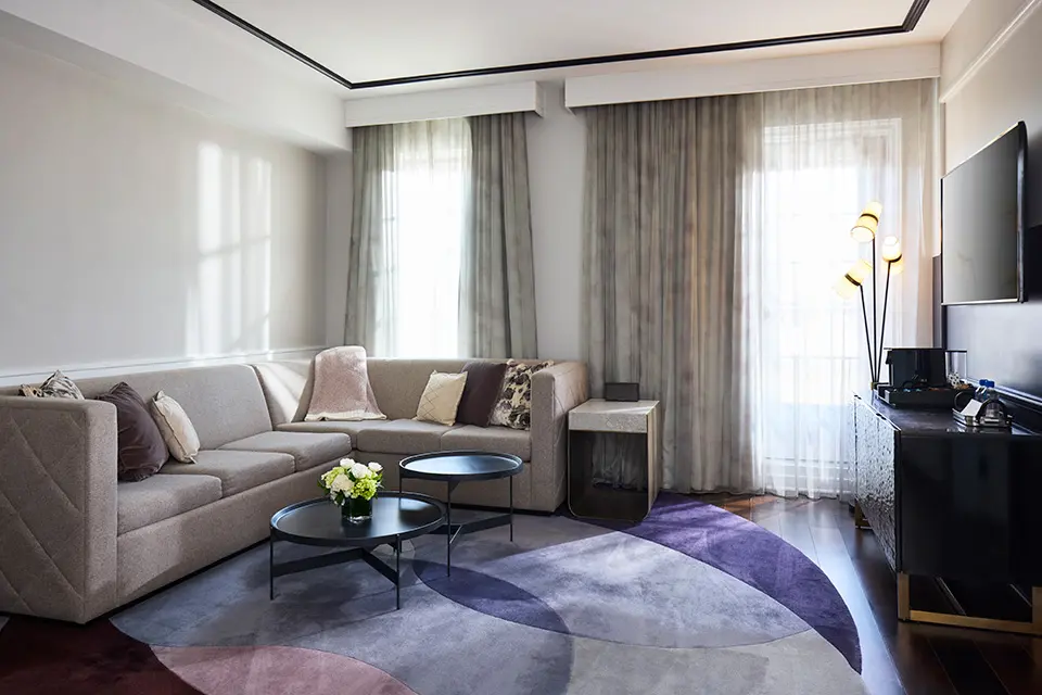 Diplomat Suite Living Area at Archer Hotel Old Town Alexandria