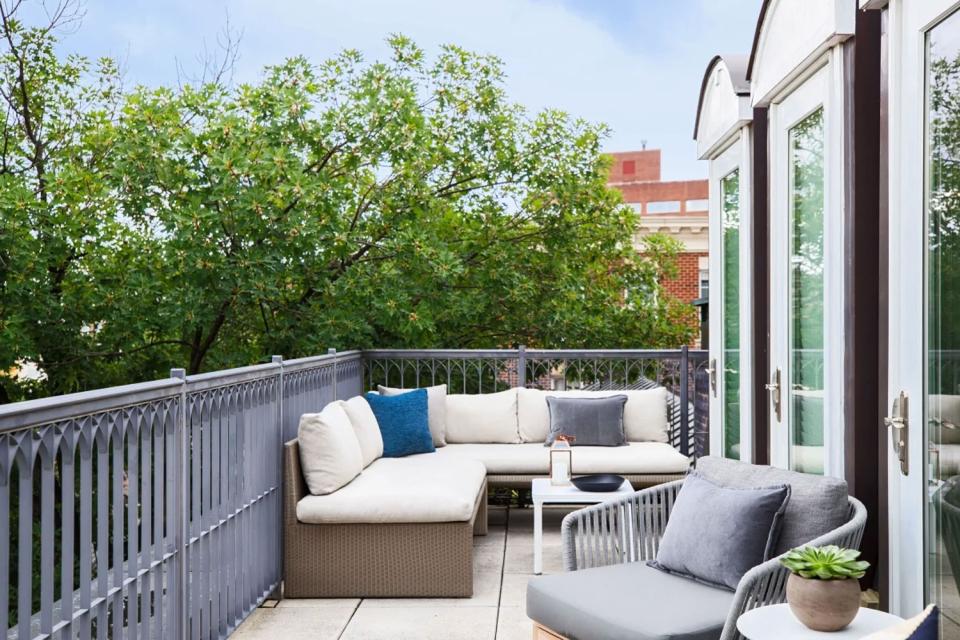 Outdoor terrace with soft seating