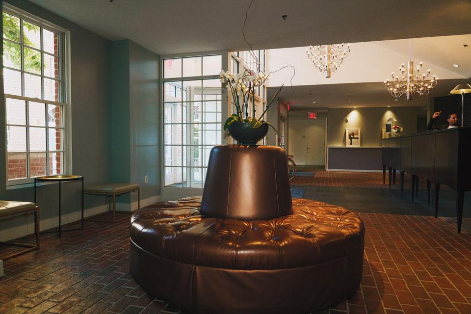 Archer Hotel Alexandria lobby seating