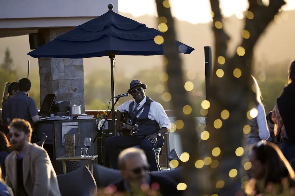 Live music event at Archer Napa's Sky & Vine rooftop bar