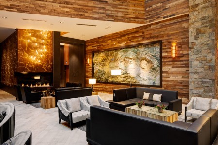 Archer's lobby with topographical map of Napa Valley