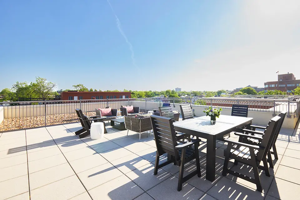 Outdoor terrace with seating