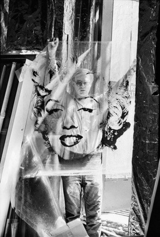 Warhol Holding Marilyn Monroe Acetate 1, 1964 — Photograph by William ...