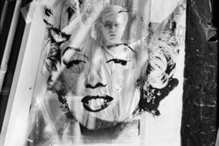 Warhol Holding Marilyn Monroe Acetate 1, 1964 — Photograph by William John Kennedy