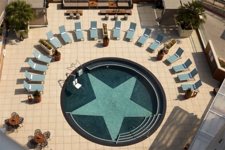 Aerial view of Archer's pool patio