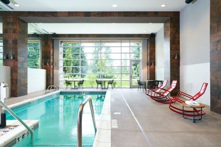Archer's indoor pool with red rockers 