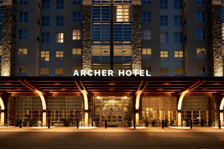 Archer Hotel Redmond — Exterior at night