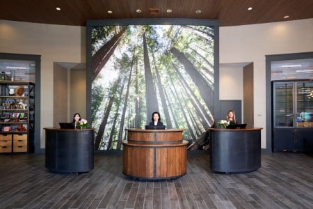 Front desk with staff