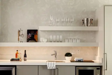 Archer's Den With Balcony + Fireplace - sleek wet bar fully stocked for entertaining