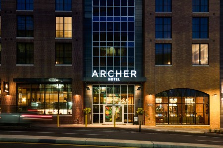 Archer Hotel Tysons — Exterior at night