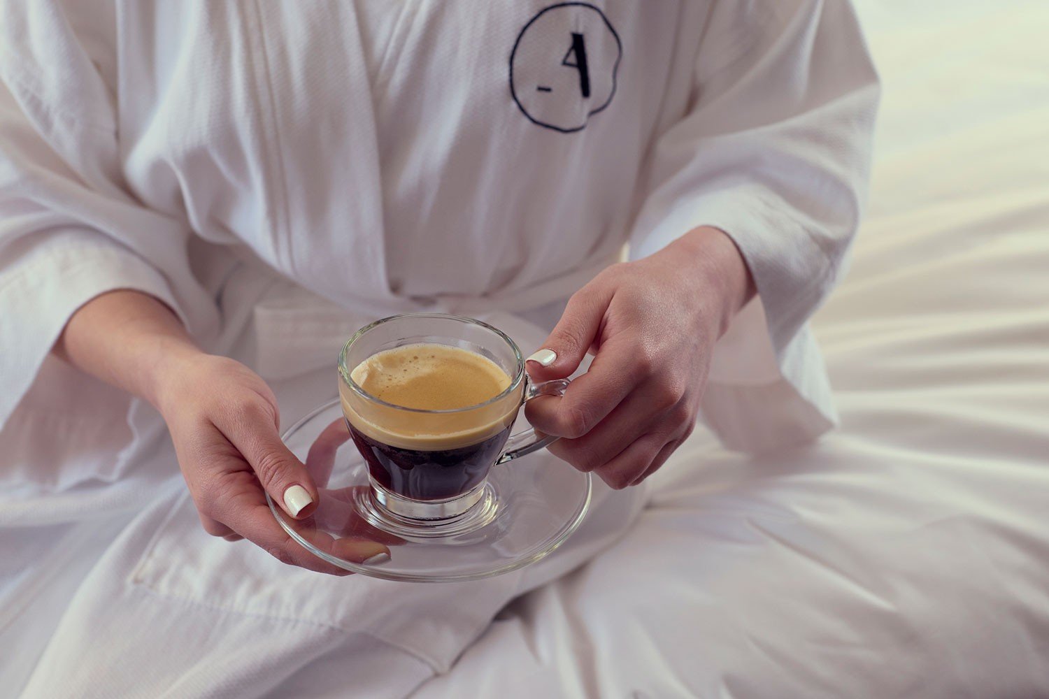 Drinking Nespresso in Archer Robe