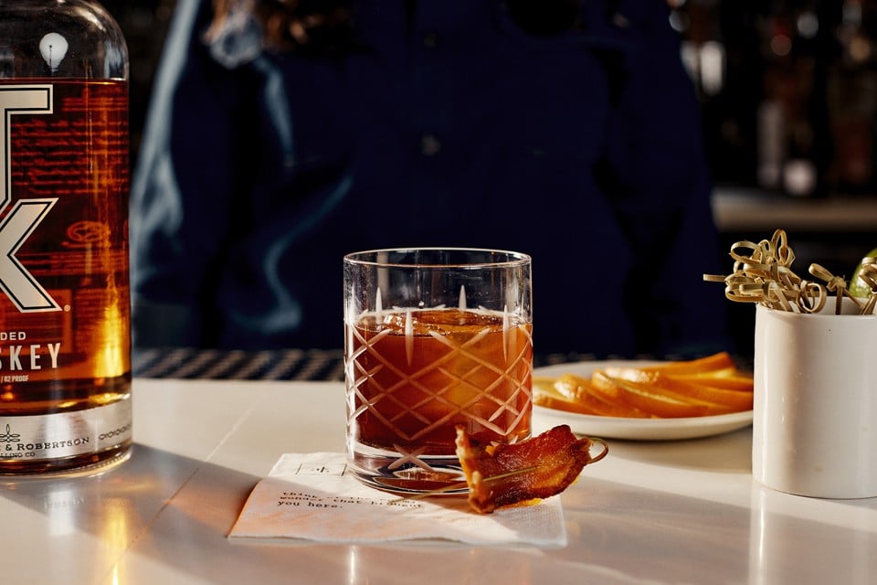 As You Were old fashioned with bacon at AKB in Archer Hotel Austin