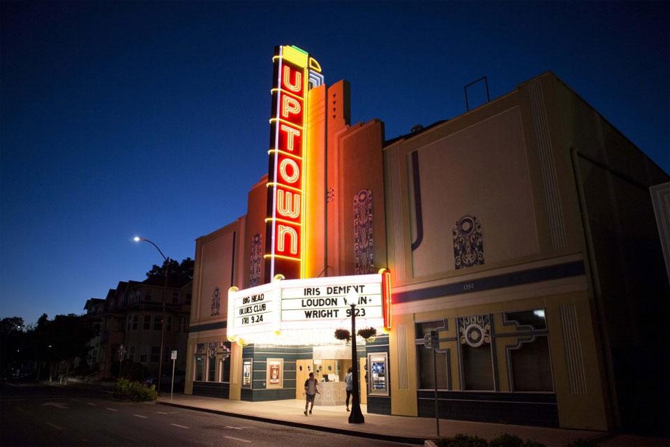Uptown Theatre at night