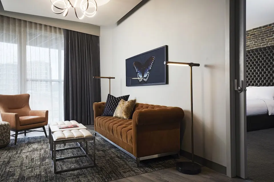 Archer's Den - living area with view to bedroom