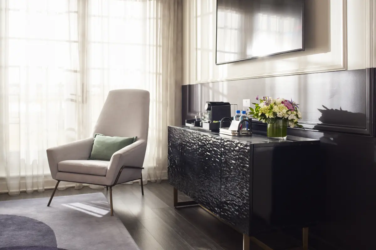 Desk with welcome amenity