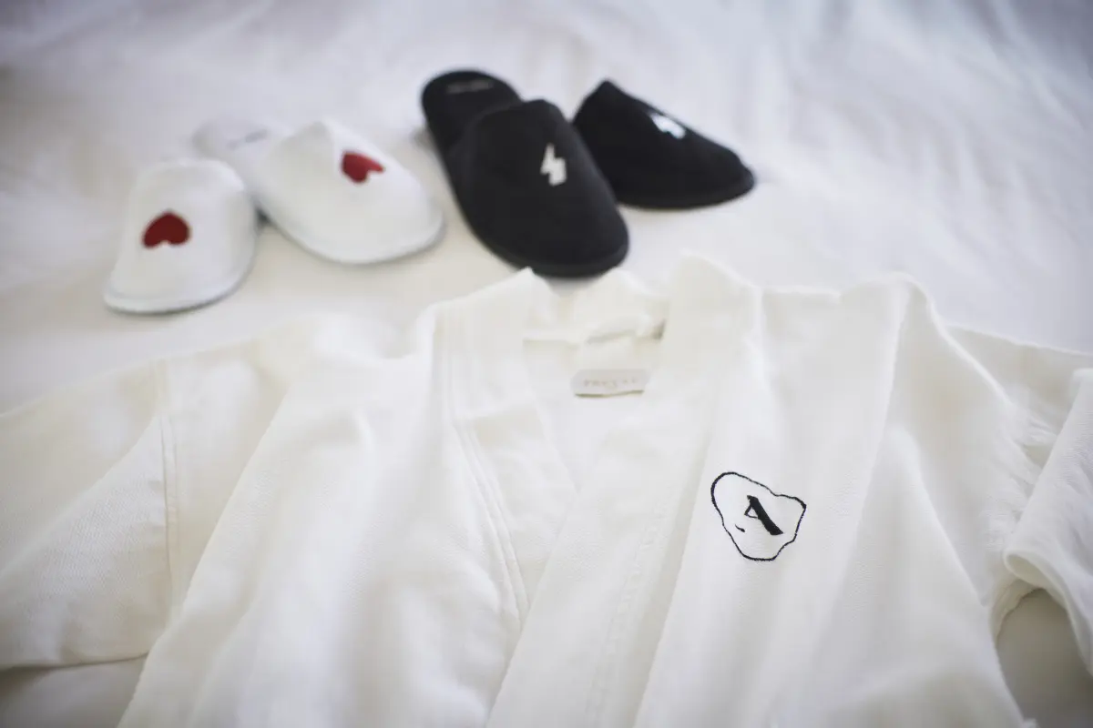 Robe detail with slippers
