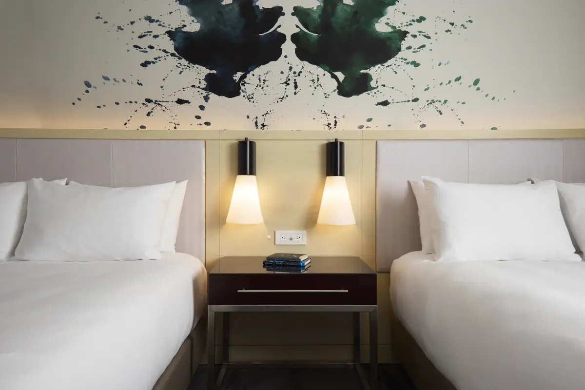 Double Queen beds detail