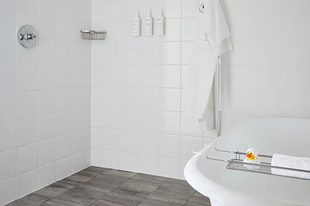 Bathroom detail with Archer robe