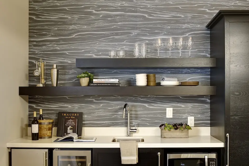 Archer's Den - sleek wet bar fully stocked for entertaining