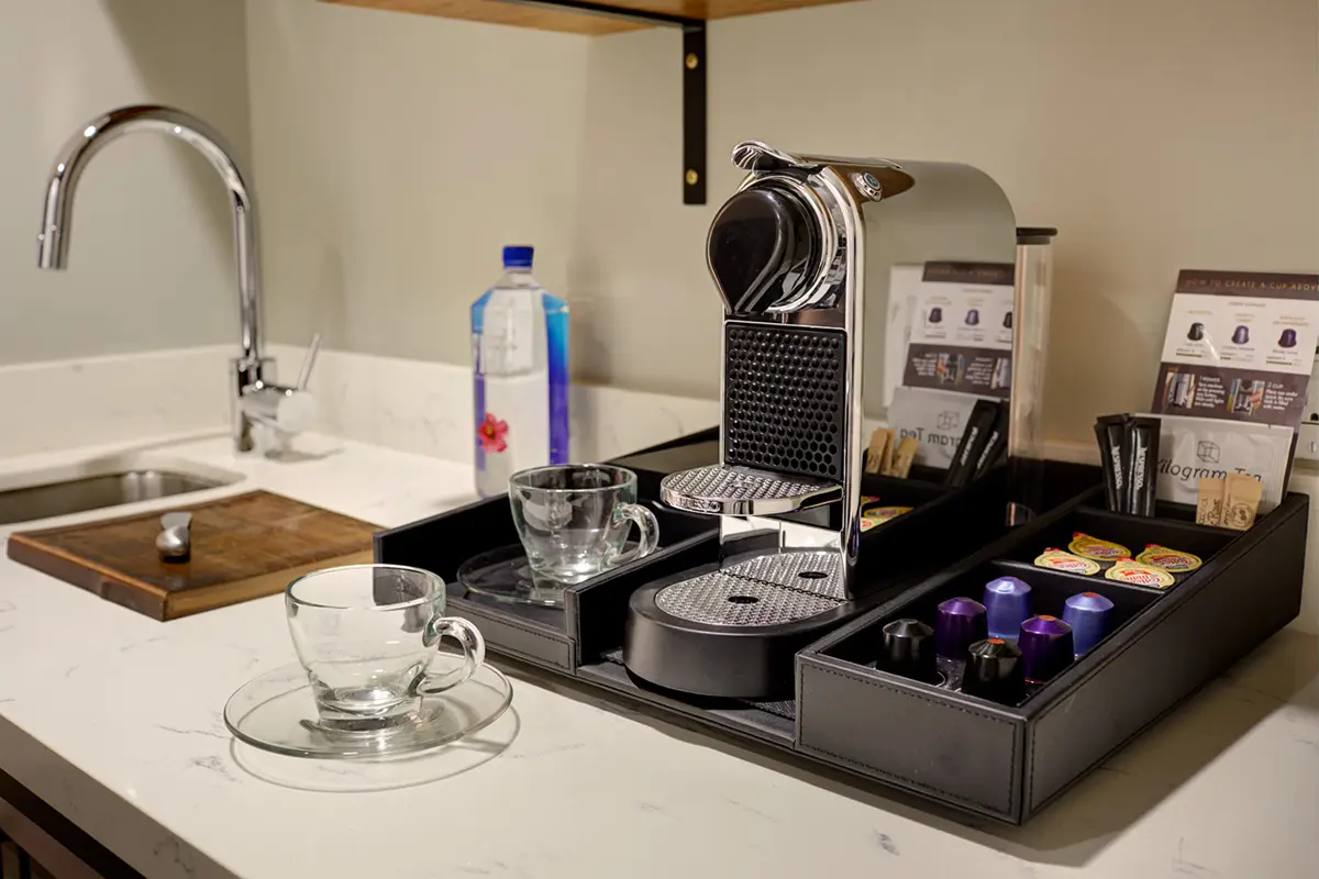 Deluxe King Studio Suite - wet bar sink and Nespresso coffee experience