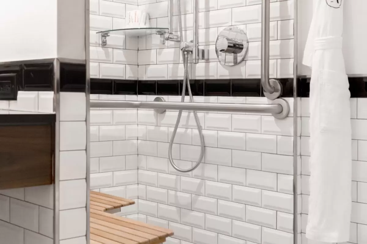 Archer King Empire View - mobility-accessible transfer shower with hand-held shower wand