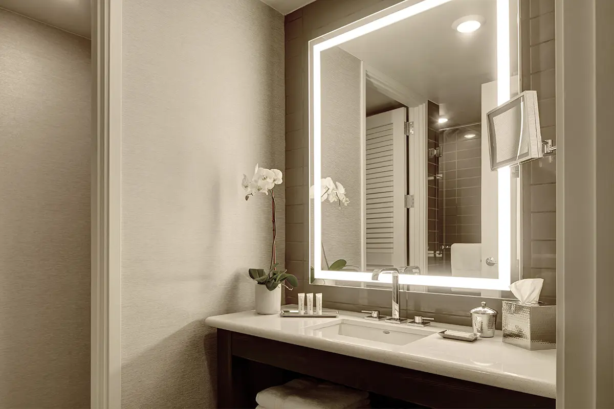 Elegant bathroom vanity and mirror