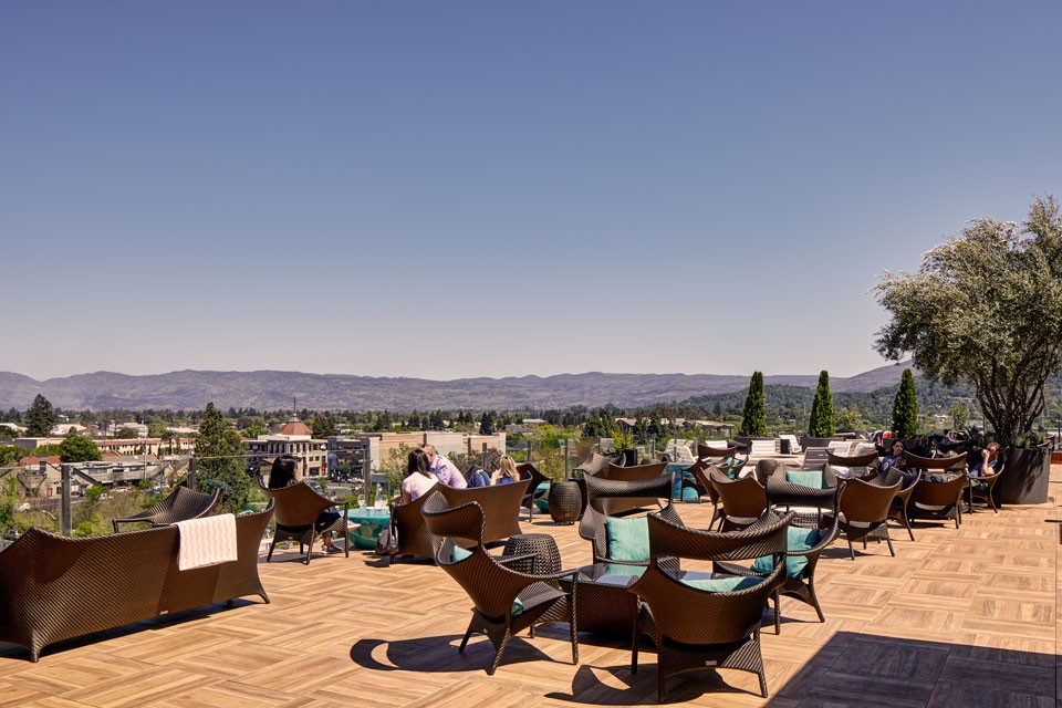Archer Hotel Napa Rooftop - Seating with skyline views