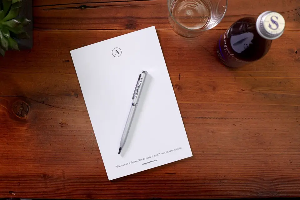 Archer Hotel Florham Park - Notepad with a quote on the table