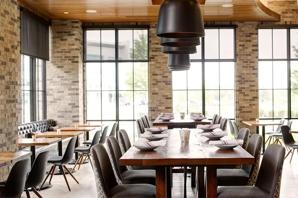 Archer Hotel Florham Park - large dining room table detail