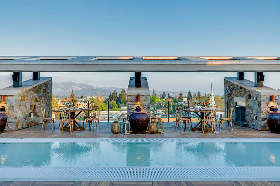 Water Deck at Archer Napa - table setup
