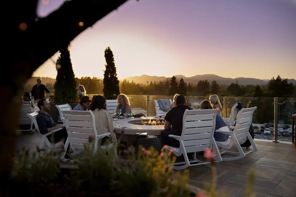 Archer Hotel Napa Rooftop - sunset at the rooftop