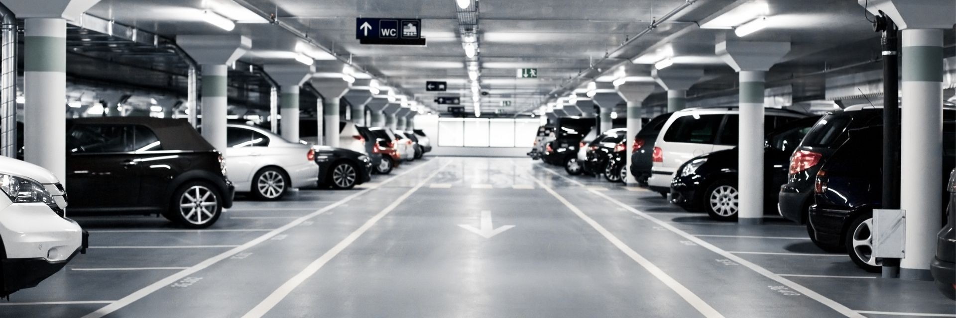 Well-lit parking garage