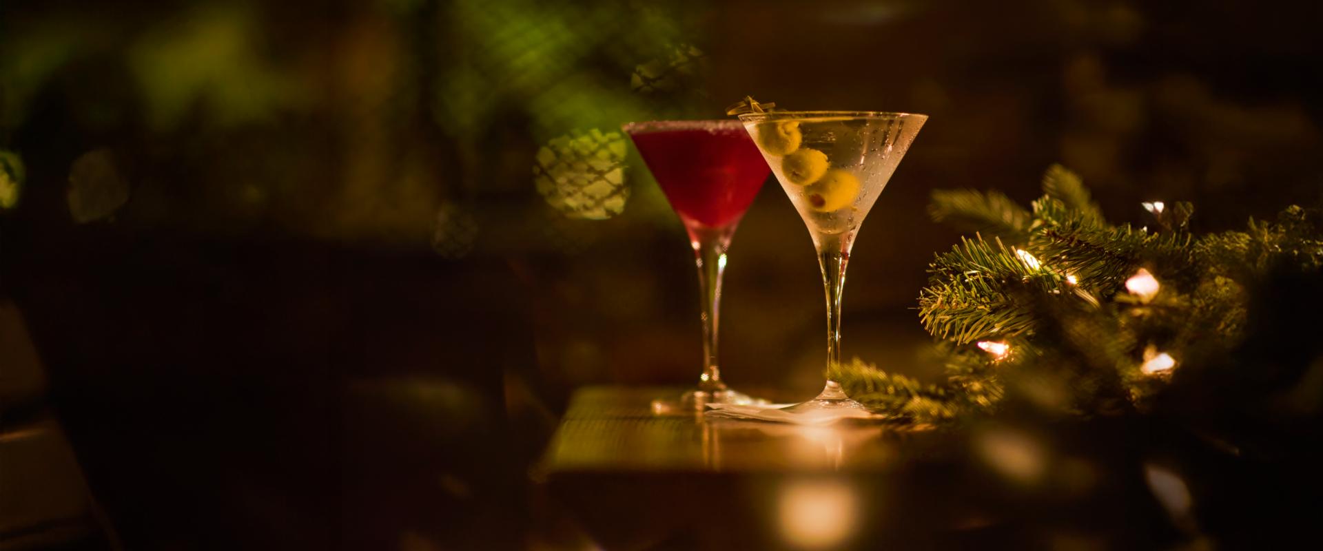 Cocktails with light-wrapped garland